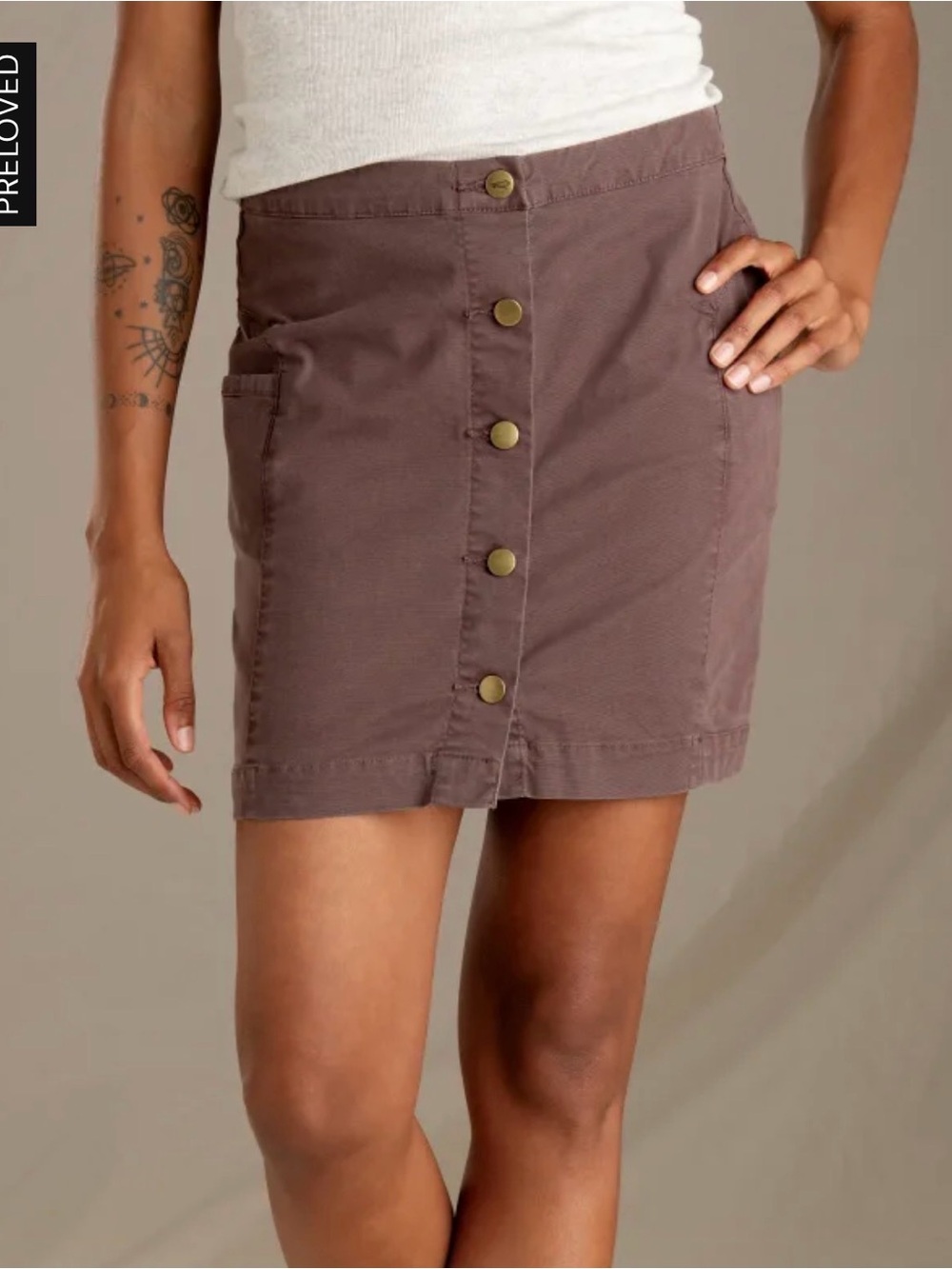 Toad&Co Chestnut Button-Front earthworks Mini Skirt Size 8